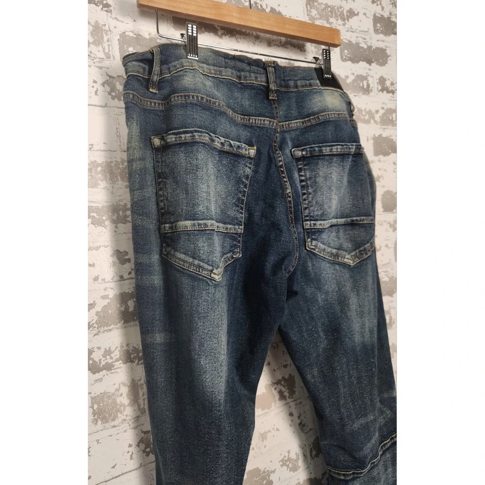 AHP‎ Another Hype Piece Moto Jeans Mens 40 Blue Distressed Biker Streetwear Slim